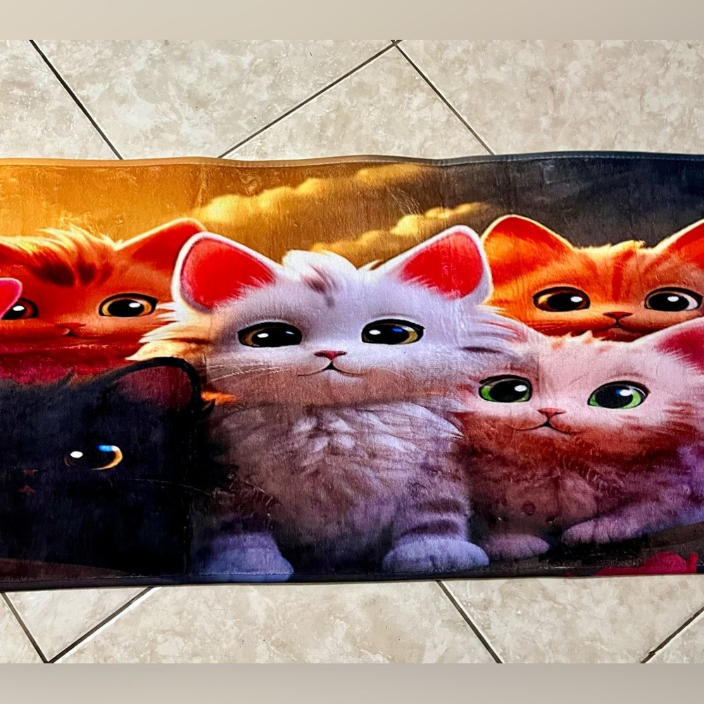 Colorful Cat Rug Runner - Litter Box Mat Laundry Room Rug Kitchen Rug - 68”x22” - Picture 3 of 5